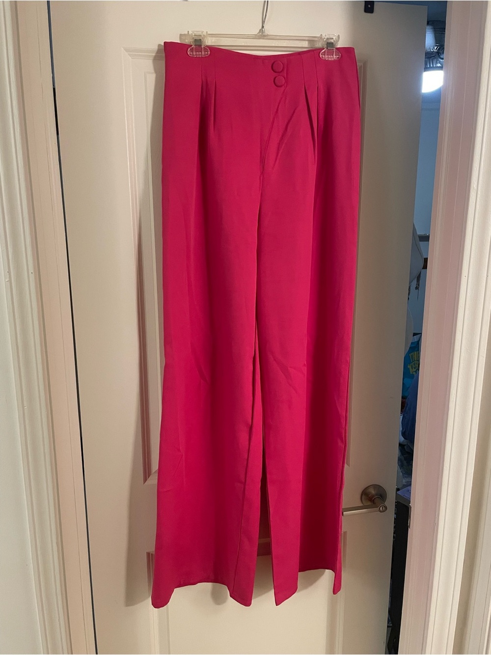 Boohoo Hot Pink Button-Detail Trousers